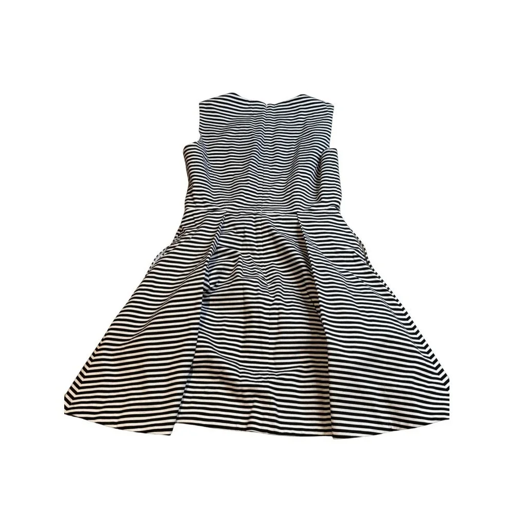 Kate Spade Saturday Black White Stripe Fit Flare Sleeveless Dress Size‎ 2
